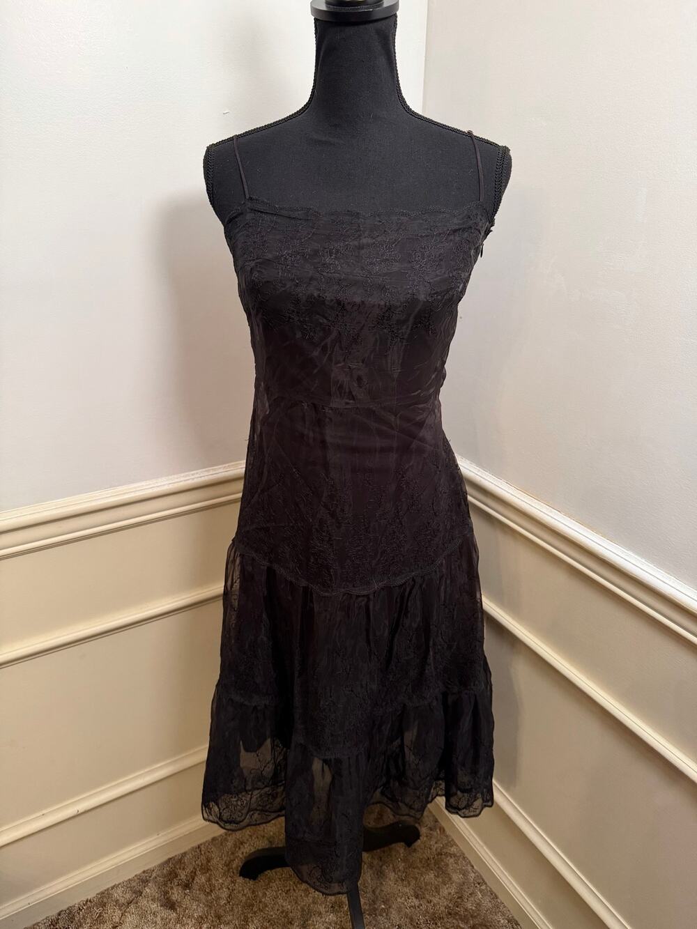 Vintage Betsey Johnson Black Label Embroidered Midi Dress Whimsigoth Grunge
